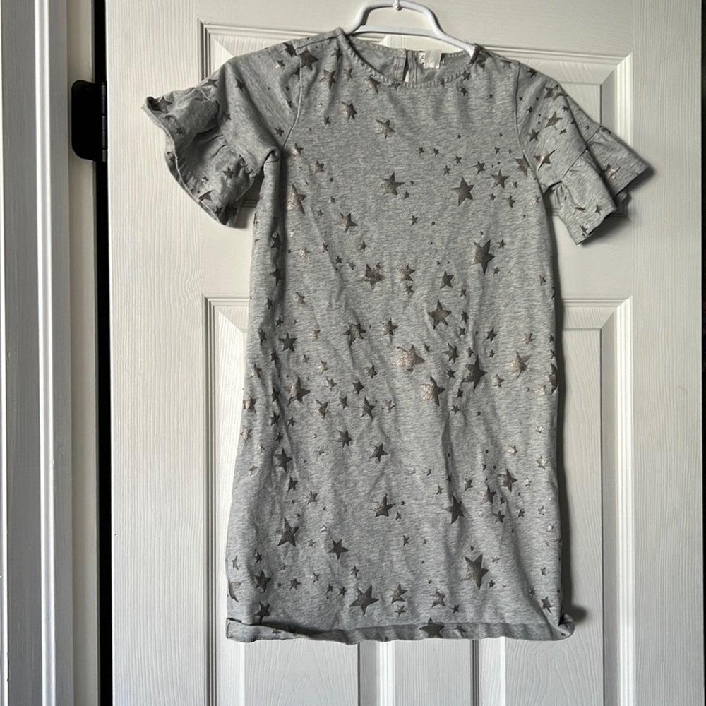 JCrew Crewcuts Ruffle Sleeve Gray Dress, Size 10